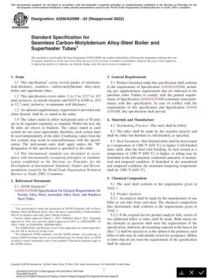 ASTM A209 鍋爐和過熱器用無縫碳鉬合金鋼管標準 PDF 下載